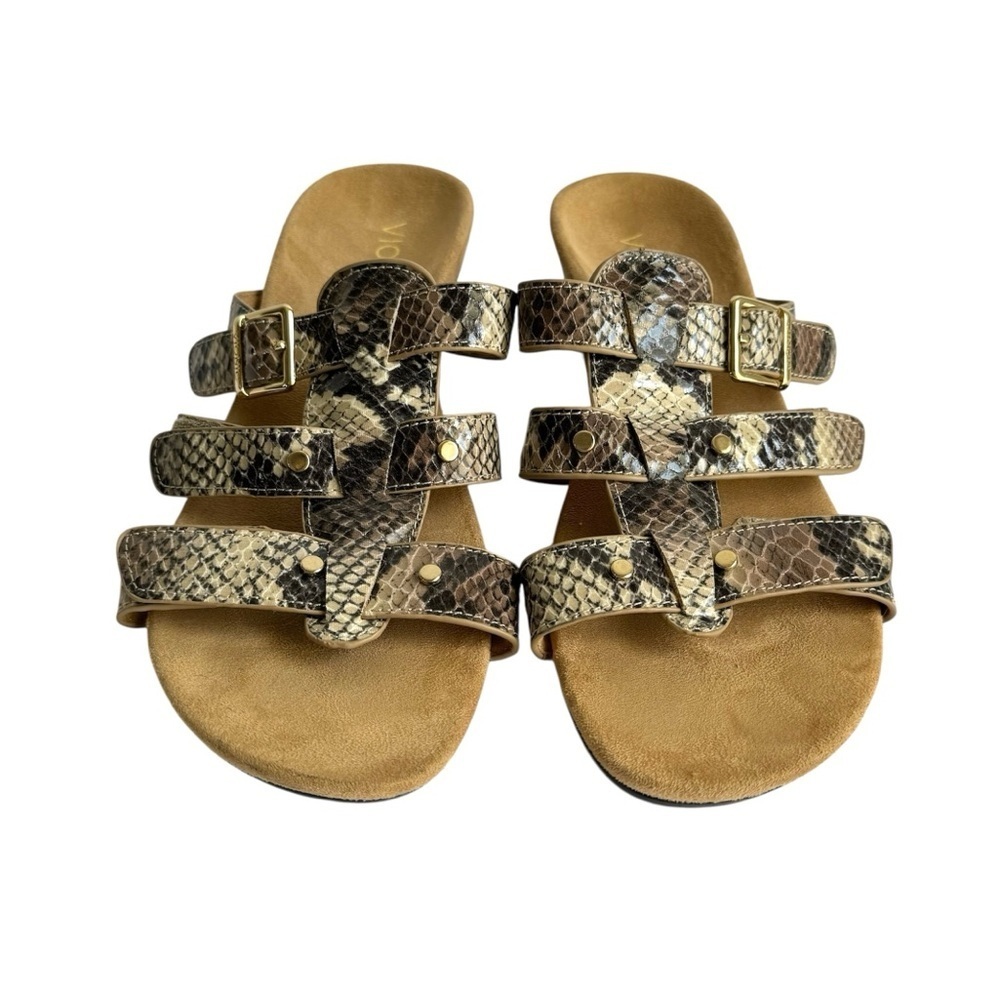 Vionic Radiant Sandals Snakeskin Print Wedges Comfort‎ Shoes Like New Womens 7